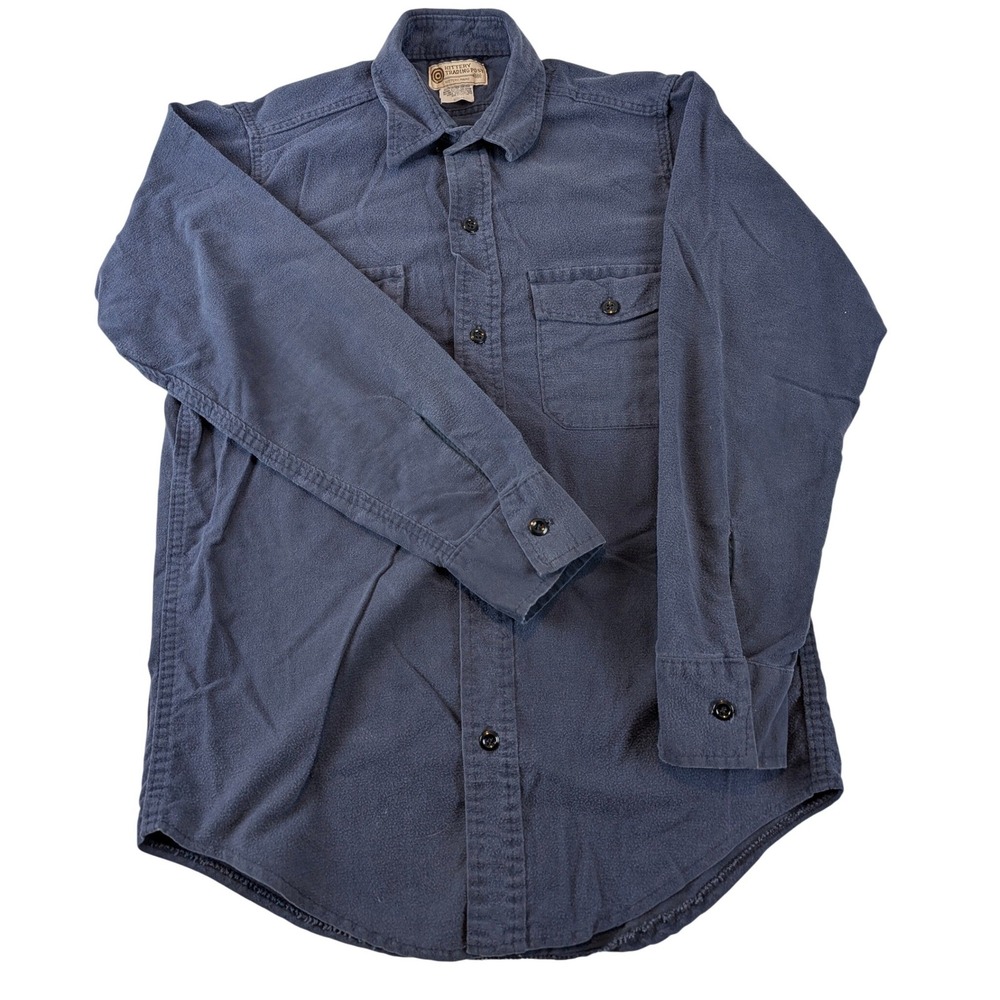 Kittery Trading Post Mens Navy Blue Cotton Long Sleeve Button Down Shirt Med USA